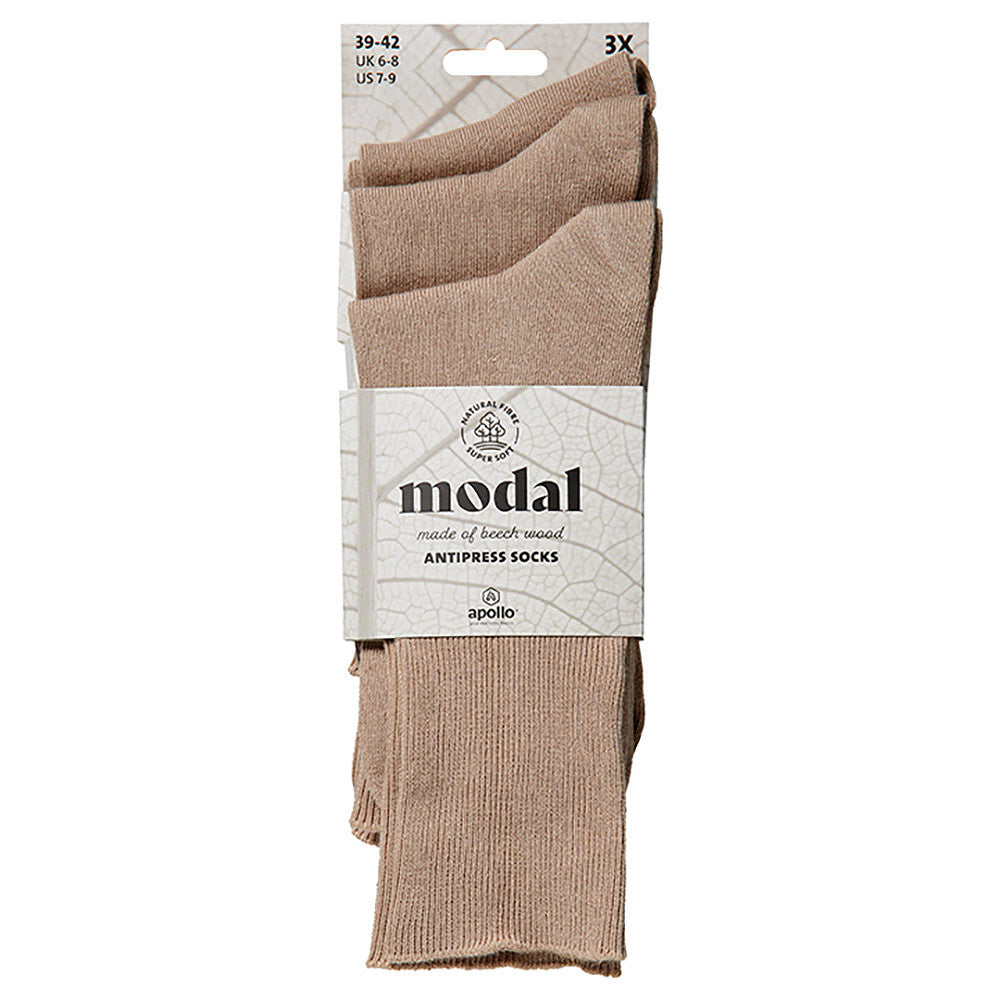 Pack 3 Meias em Modal Antipress Bege