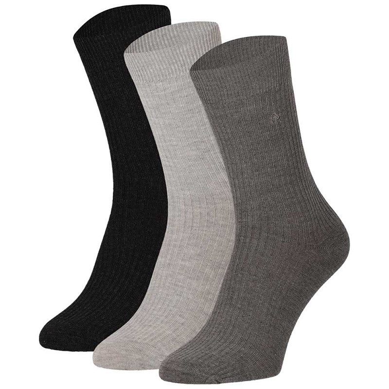 Pack 3 Pares de Meias Caneladas em Bambu Multi Cinza