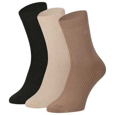 Pack 3 Pares de Meias Caneladas em Bambu Multi Bege