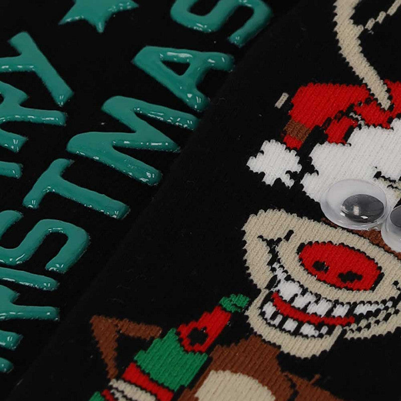Meias de Natal Antiderrapantes para Homem com Olhos 3D