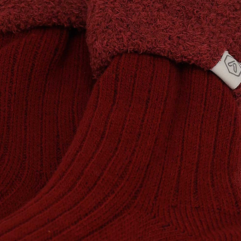 Meias em Malha Canelada com Interior Polar - Bordô