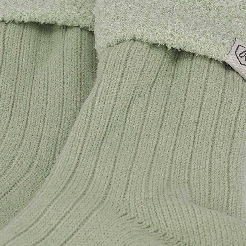 Meias em Malha Canelada com Interior Polar - Verde
