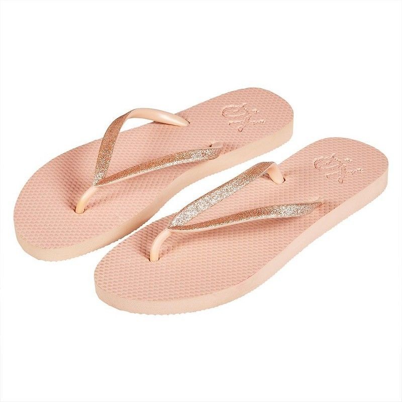 Chinelos de Praia Rosa com glitter