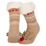 Meias Antiderrapantes e Quentinhas de Natal para Mulher - Rena