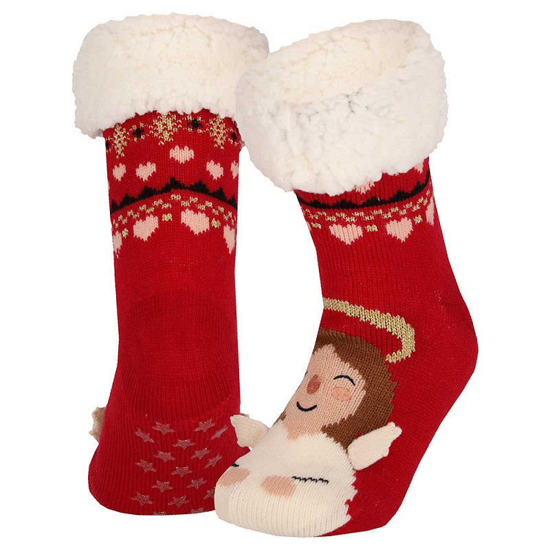 Meias Antiderrapantes e Quentinhas de Natal para Mulher - Anjinho