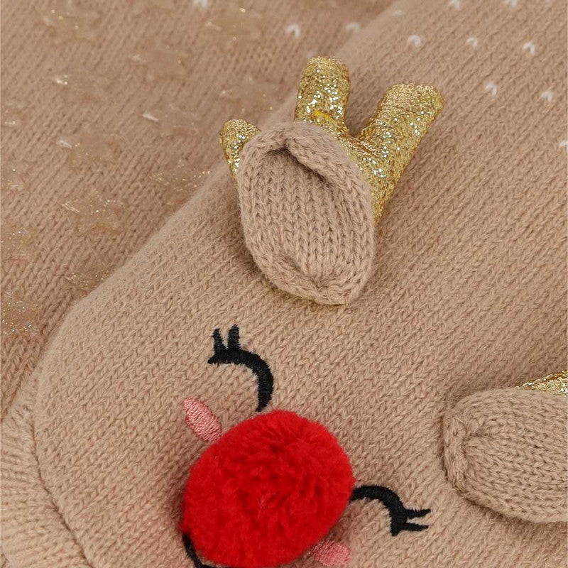 Meias Antiderrapantes e Quentinhas de Natal para Mulher - Rena