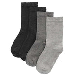 Pack 4 Pares Meias Lisas em BAMBU Criança Multi Cinza