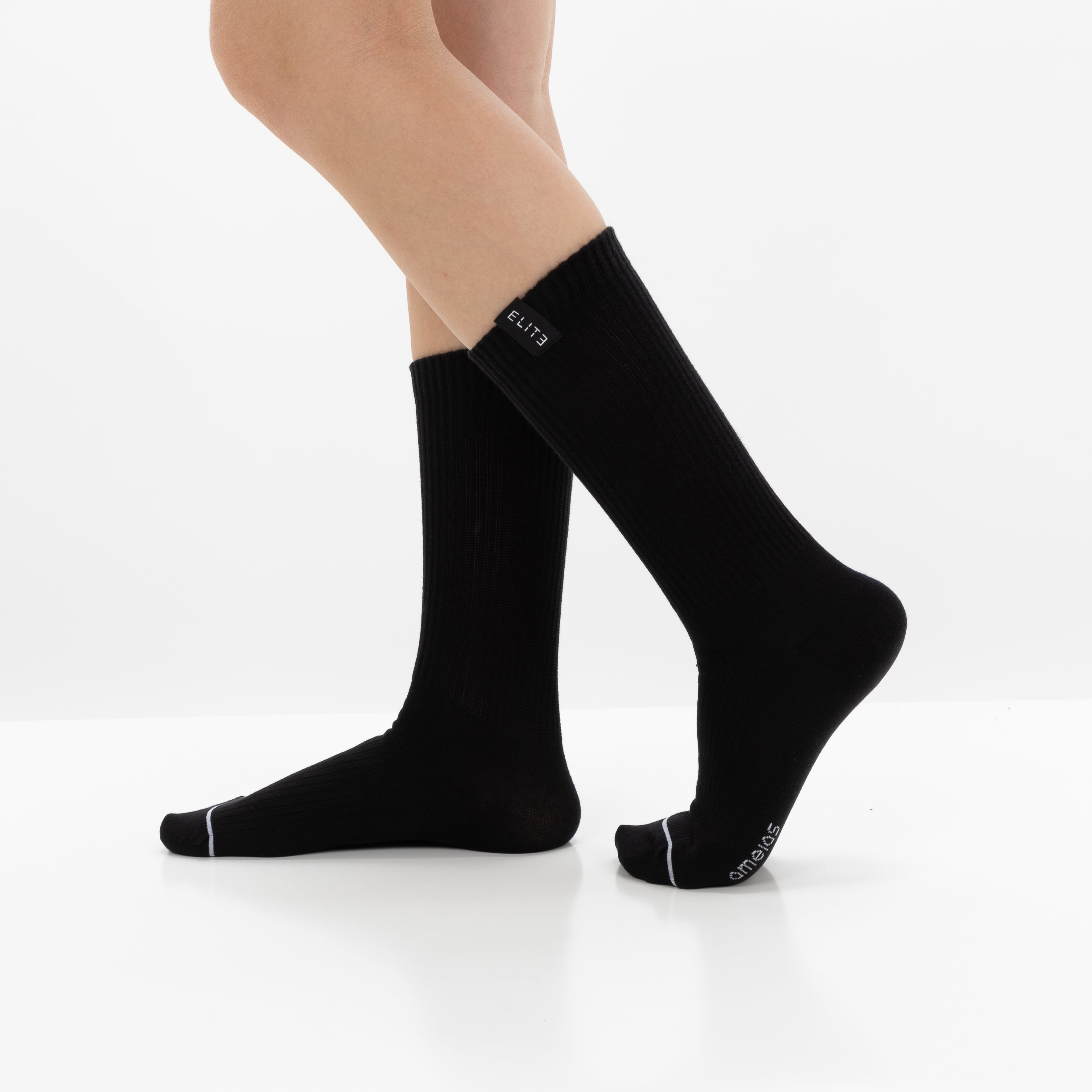 Meias “Elite Crew” • Conforto e Resistência • Algodão Superior • Pack 2 Pares • Preto