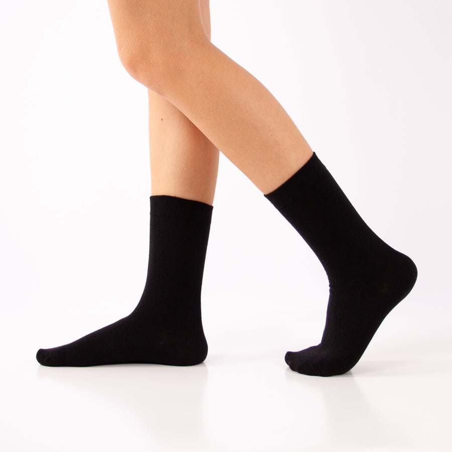 Meias “Soft Comfort” • Suaves e Sem Costuras • Algodão • Pack 3 Pares • Preto