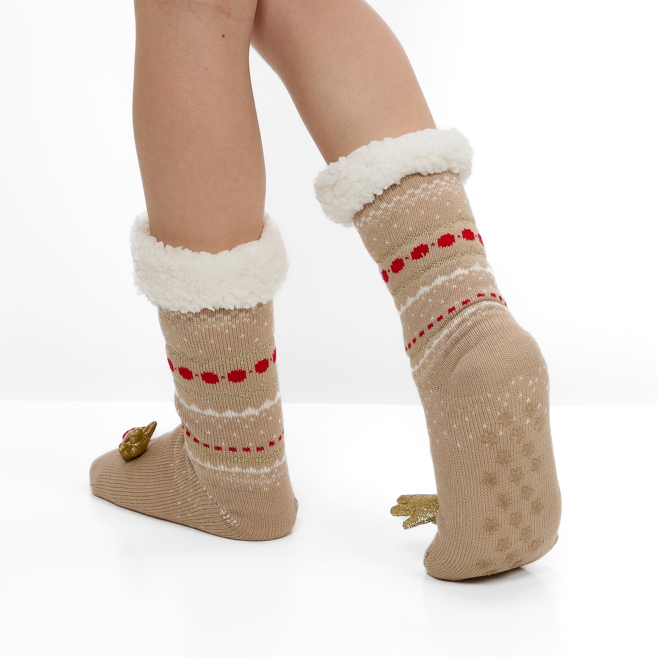 Meias Antiderrapantes e Quentinhas de Natal para Mulher - Rena