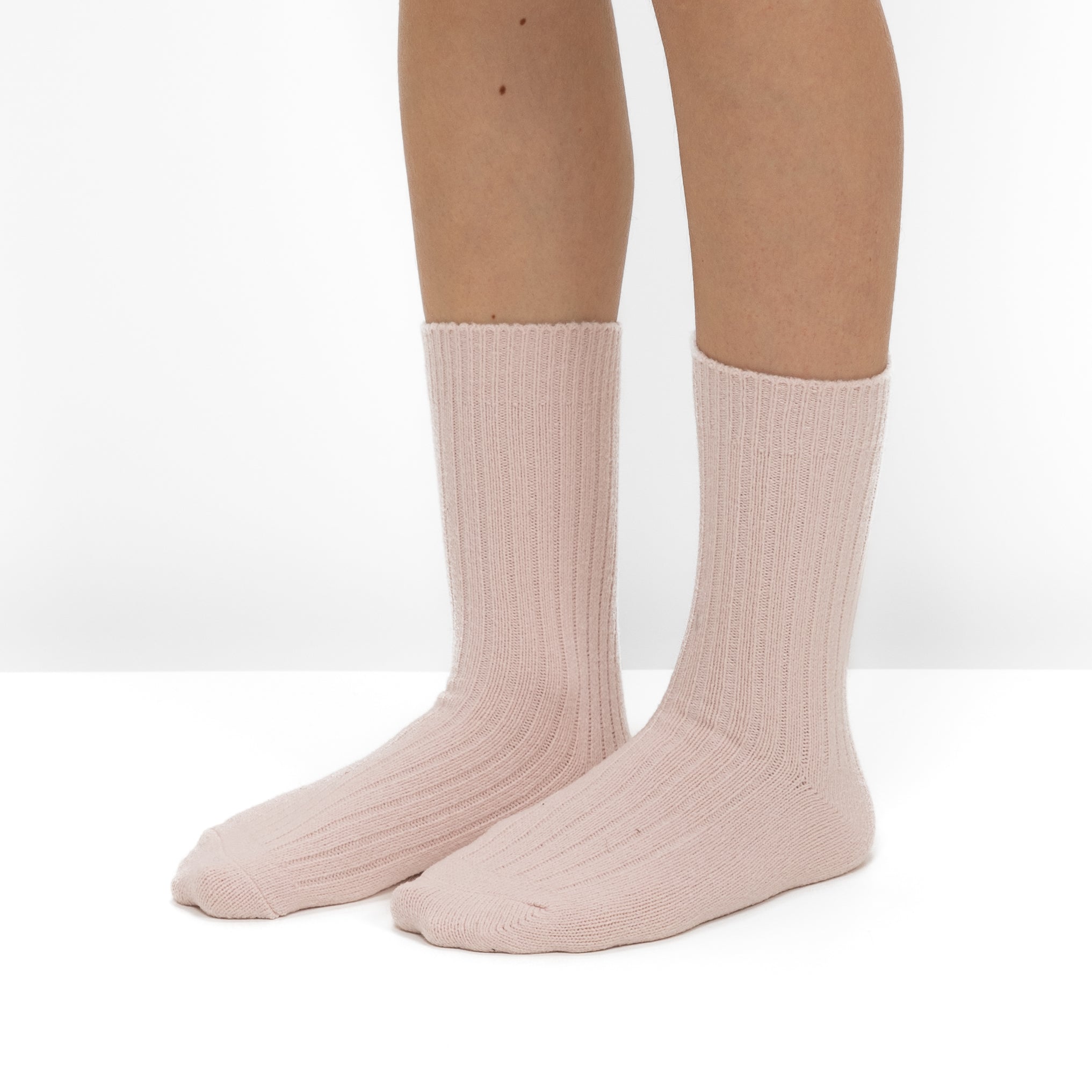 Pack 2 Pares Meias em Malha Canelada com Riscas Rosas