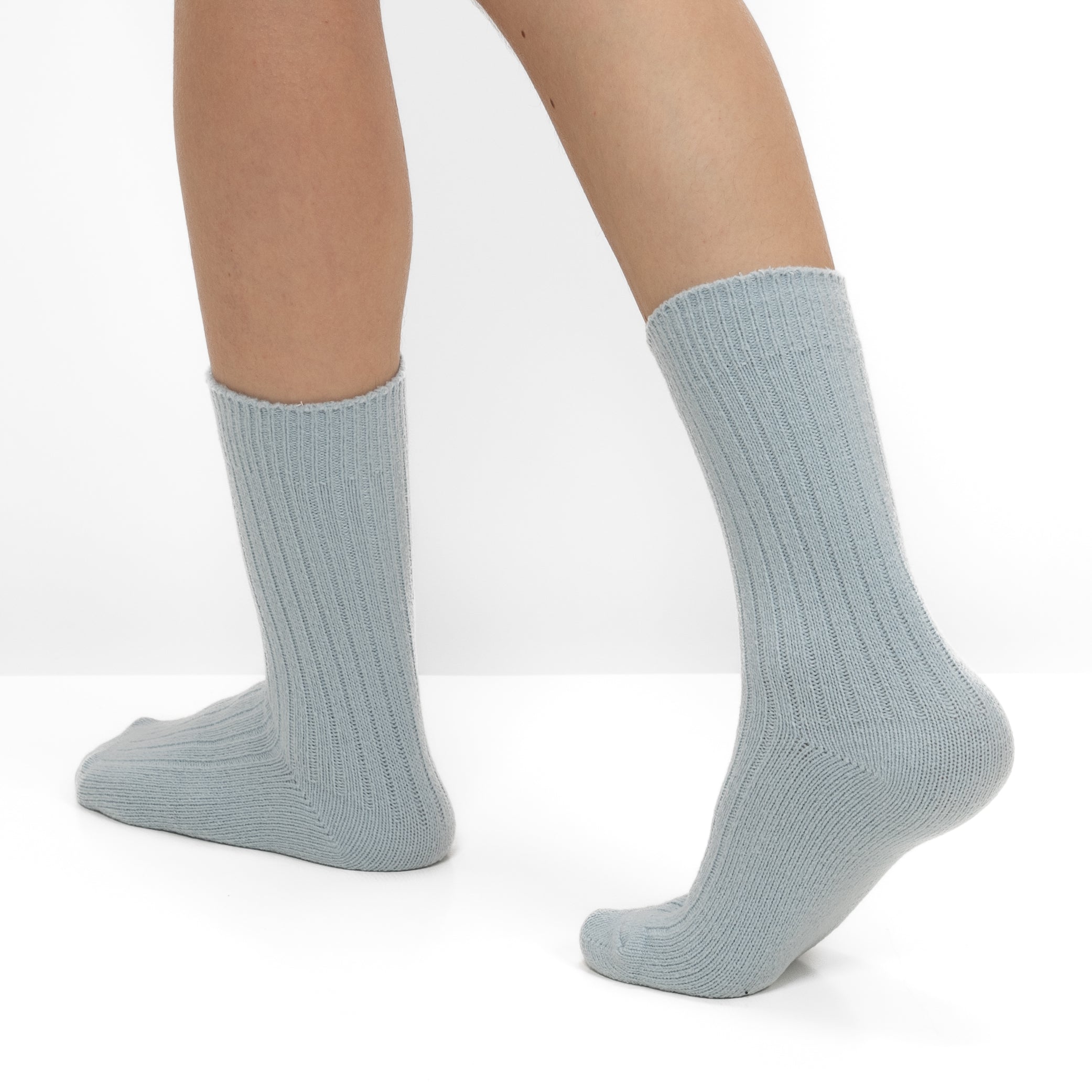 Pack 2 Pares Meias em Malha Canelada com Riscas Azuis