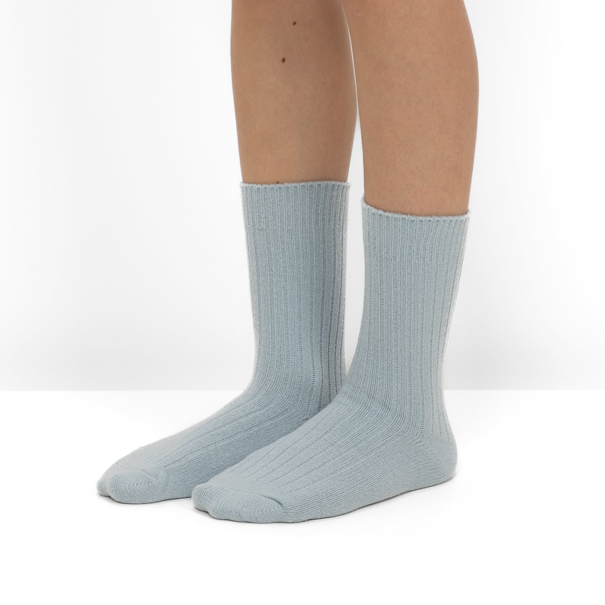 Pack 2 Pares Meias em Malha Canelada com Riscas Azuis