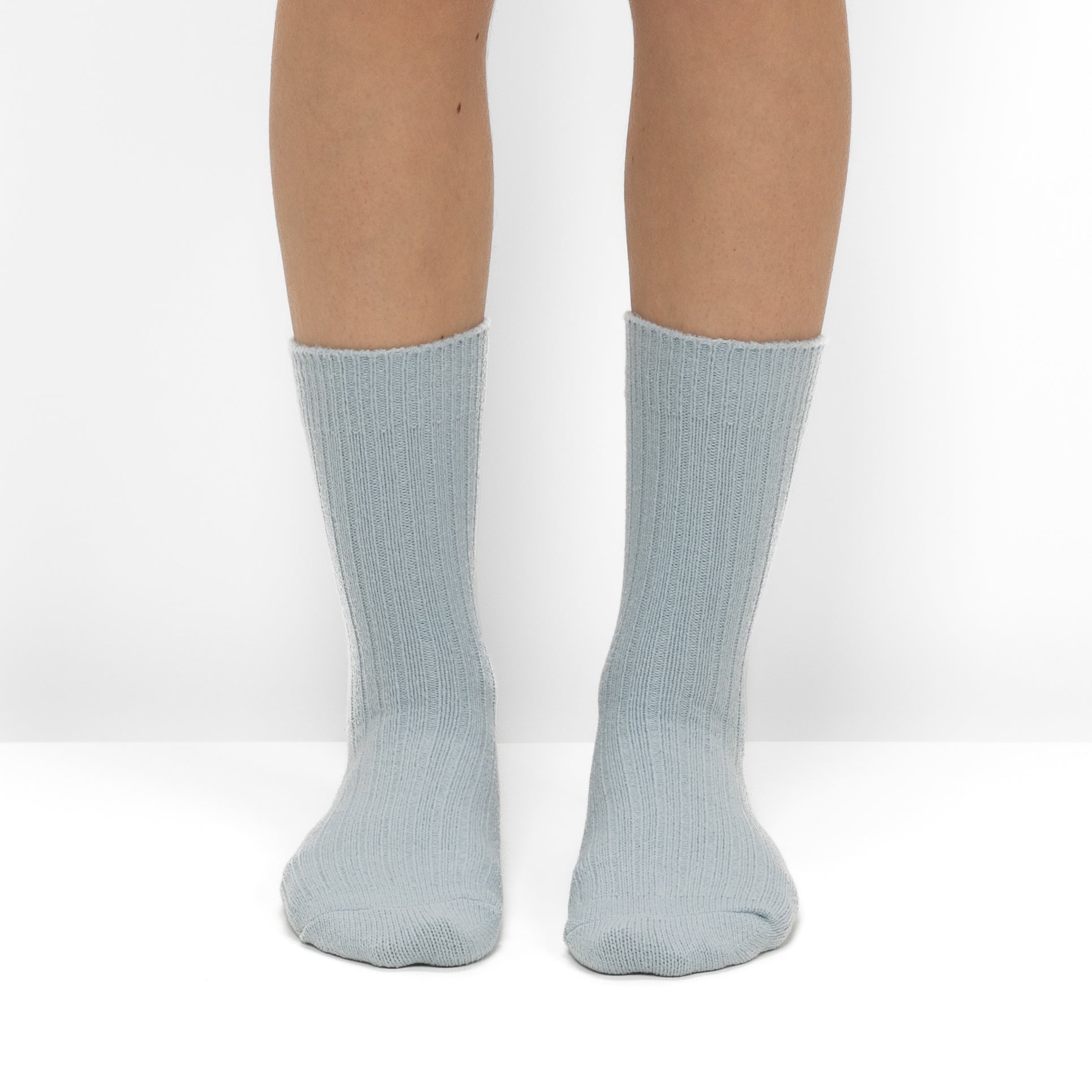 Pack 2 Pares Meias em Malha Canelada com Riscas Azuis