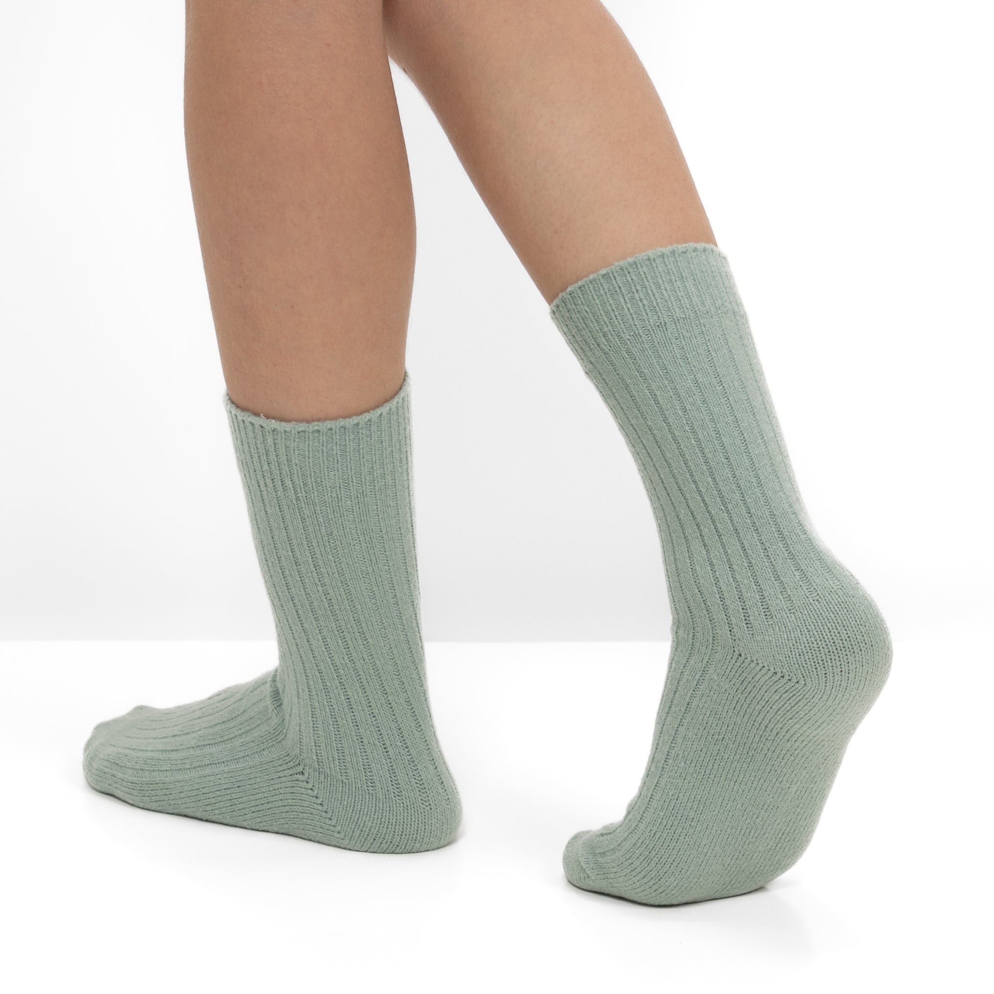 Pack 2 Pares Meias em Malha Canelada com Riscas Verdes