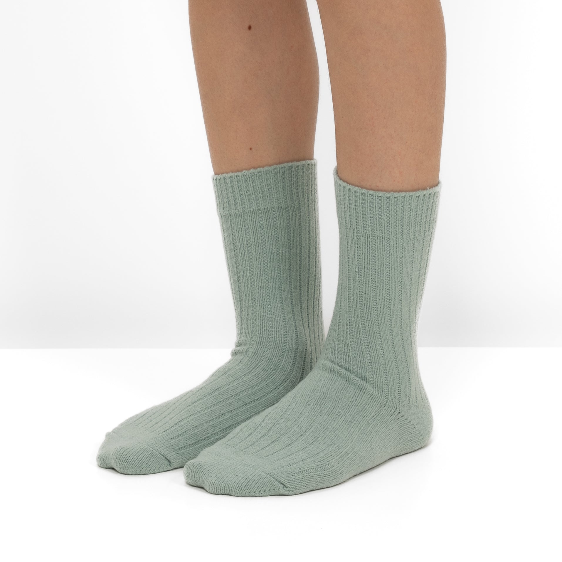 Pack 2 Pares Meias em Malha Canelada com Riscas Verdes