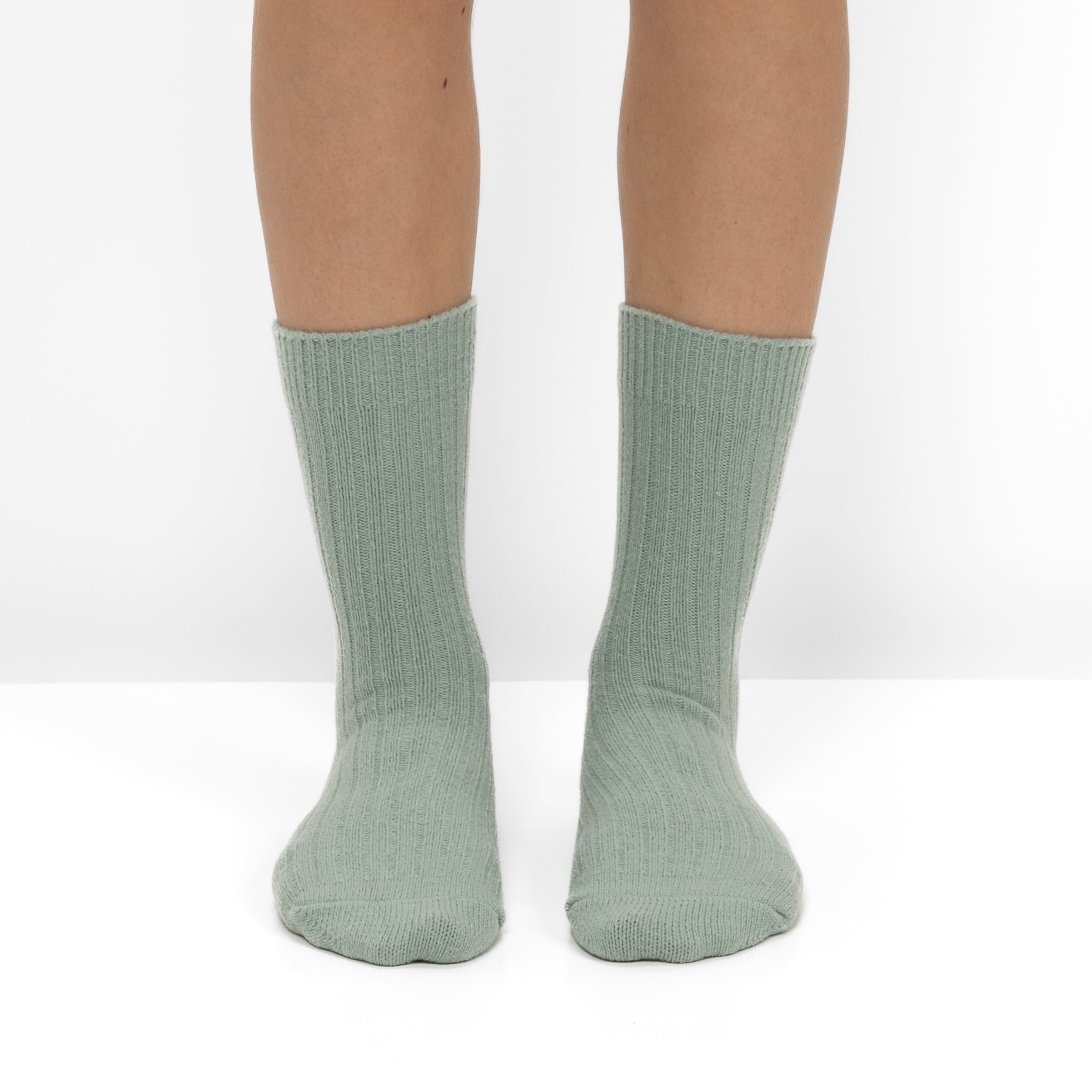 Pack 2 Pares Meias em Malha Canelada com Riscas Verdes
