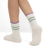 Pack 2 Pares Meias em Malha Canelada com Riscas Verdes