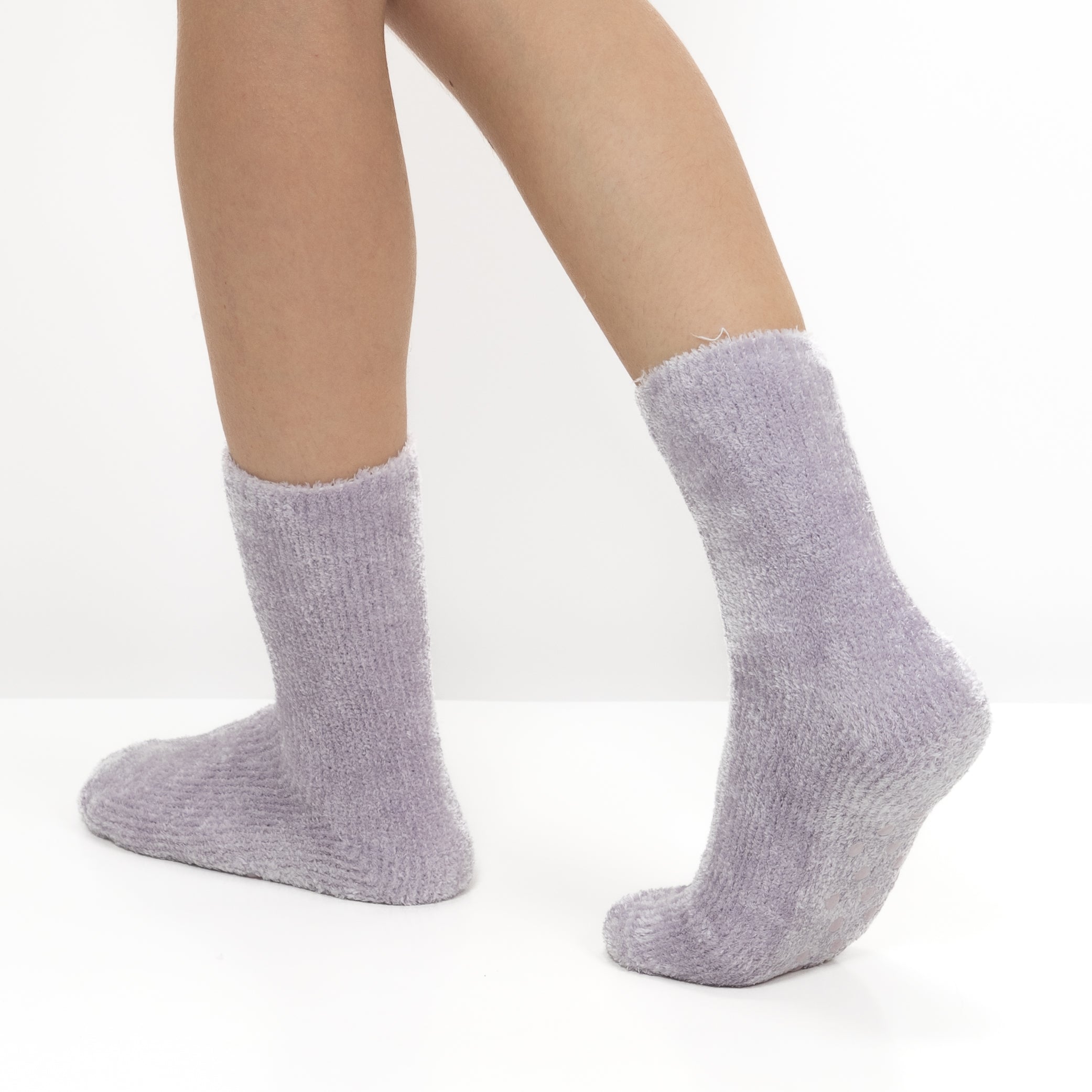 Pack 2 Pares Meias Antiderrapantes em Chenille - Multi Lilás