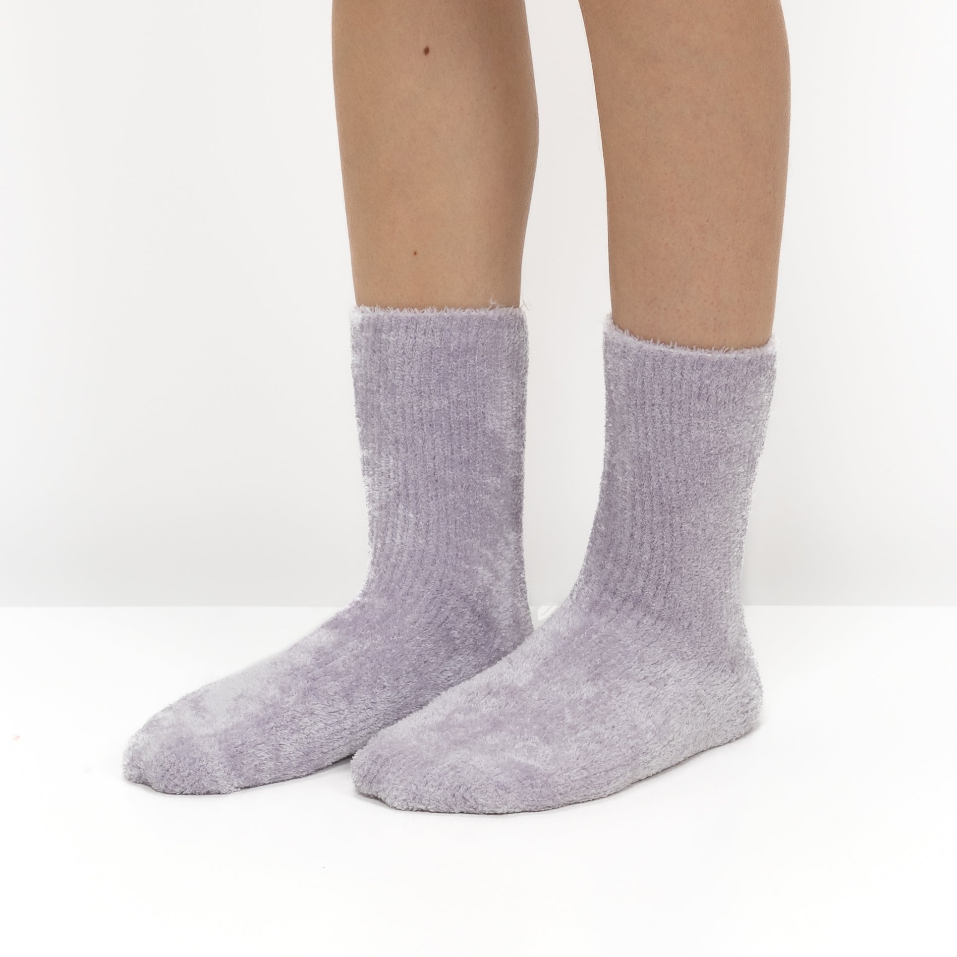 Pack 2 Pares Meias Antiderrapantes em Chenille - Multi Lilás