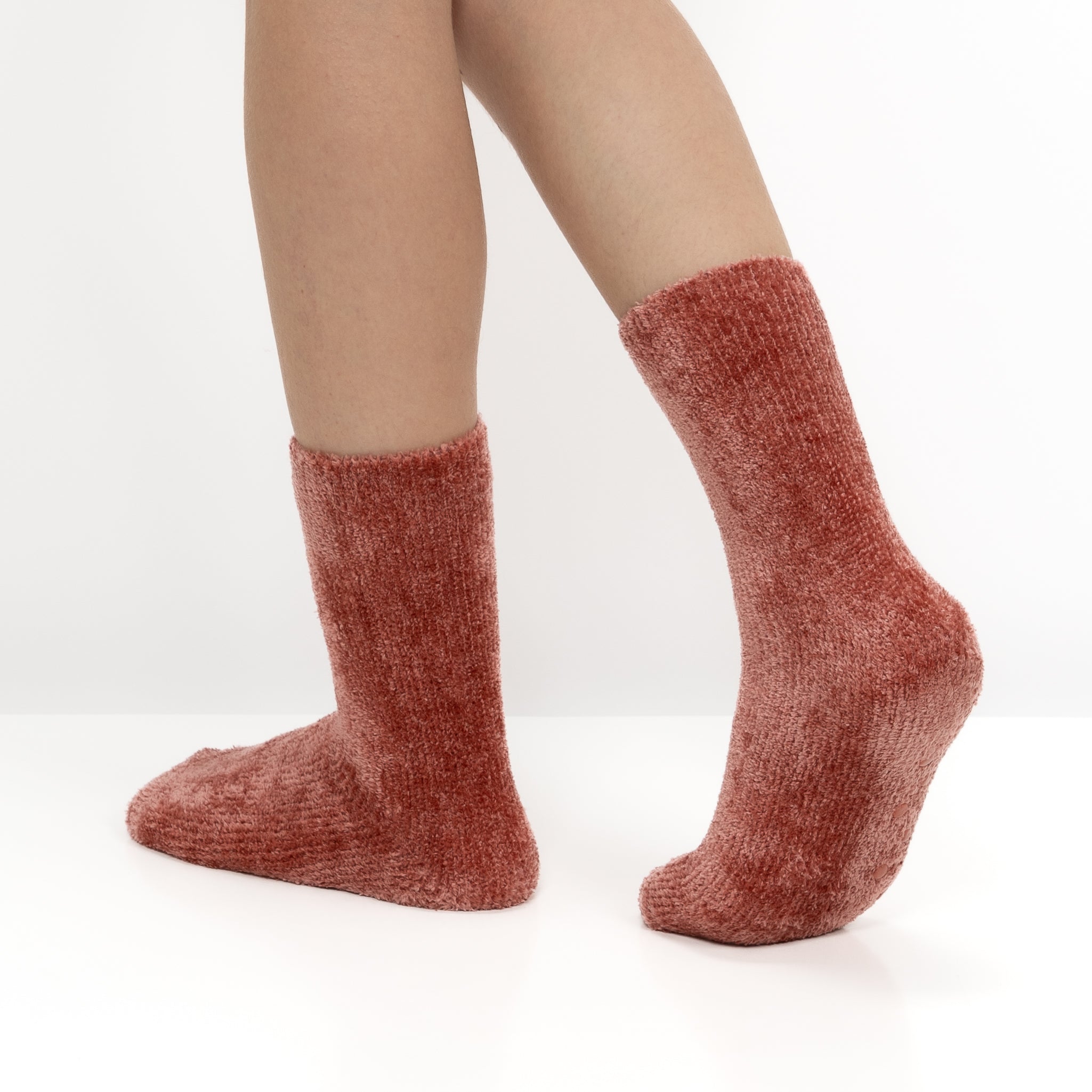 Pack 2 Pares Meias Antiderrapantes em Chenille - Multi Rosa