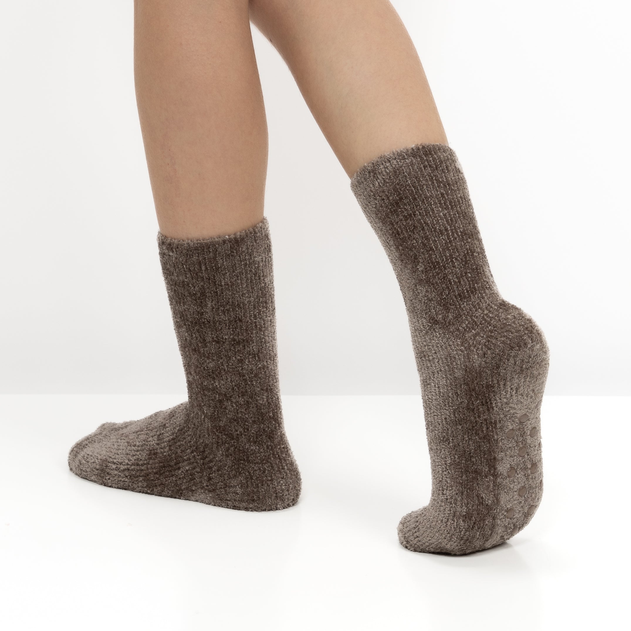 Pack 2 Pares Meias Antiderrapantes em Chenille - Multi Bege