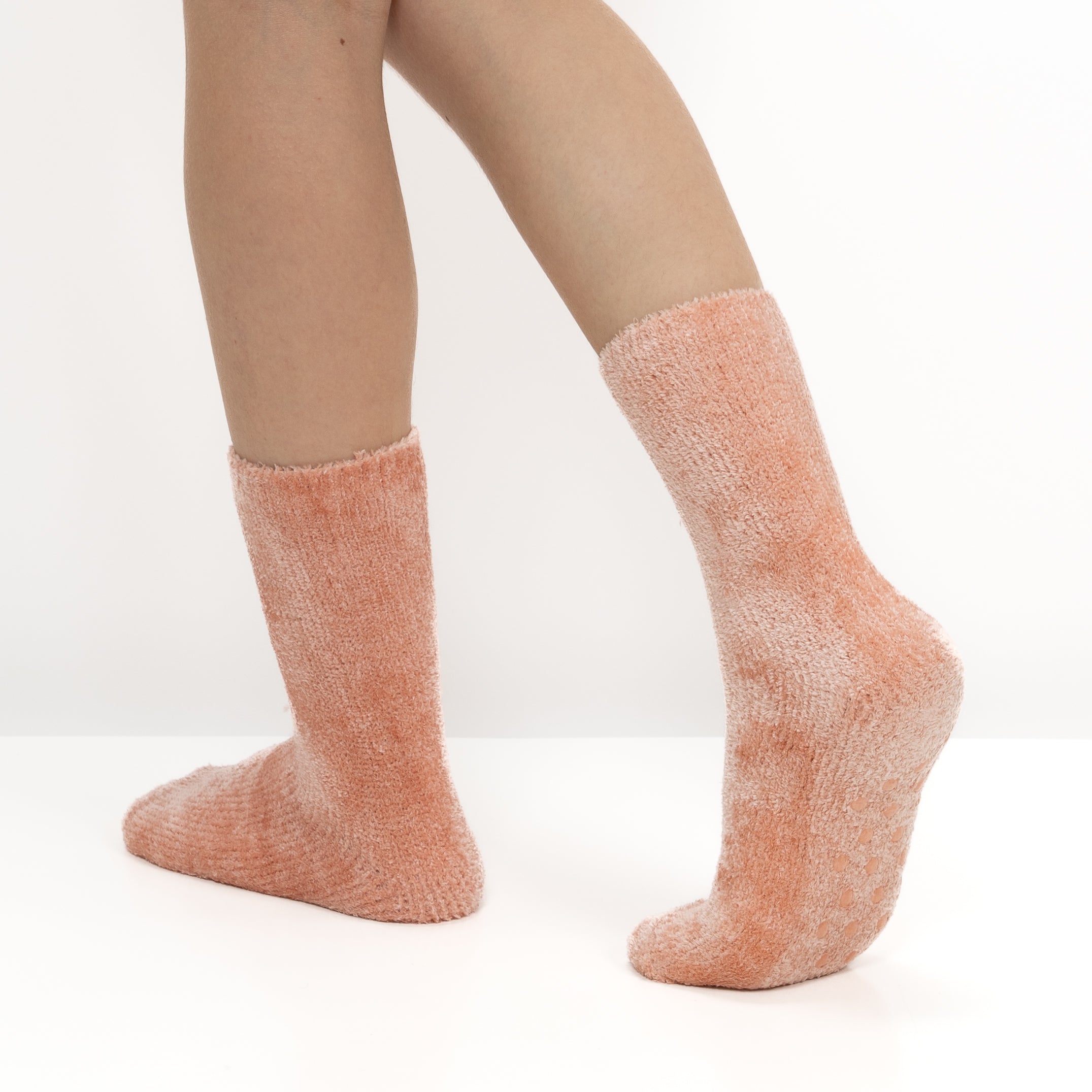 Pack 2 Pares Meias Antiderrapantes em Chenille - Multi Rosa