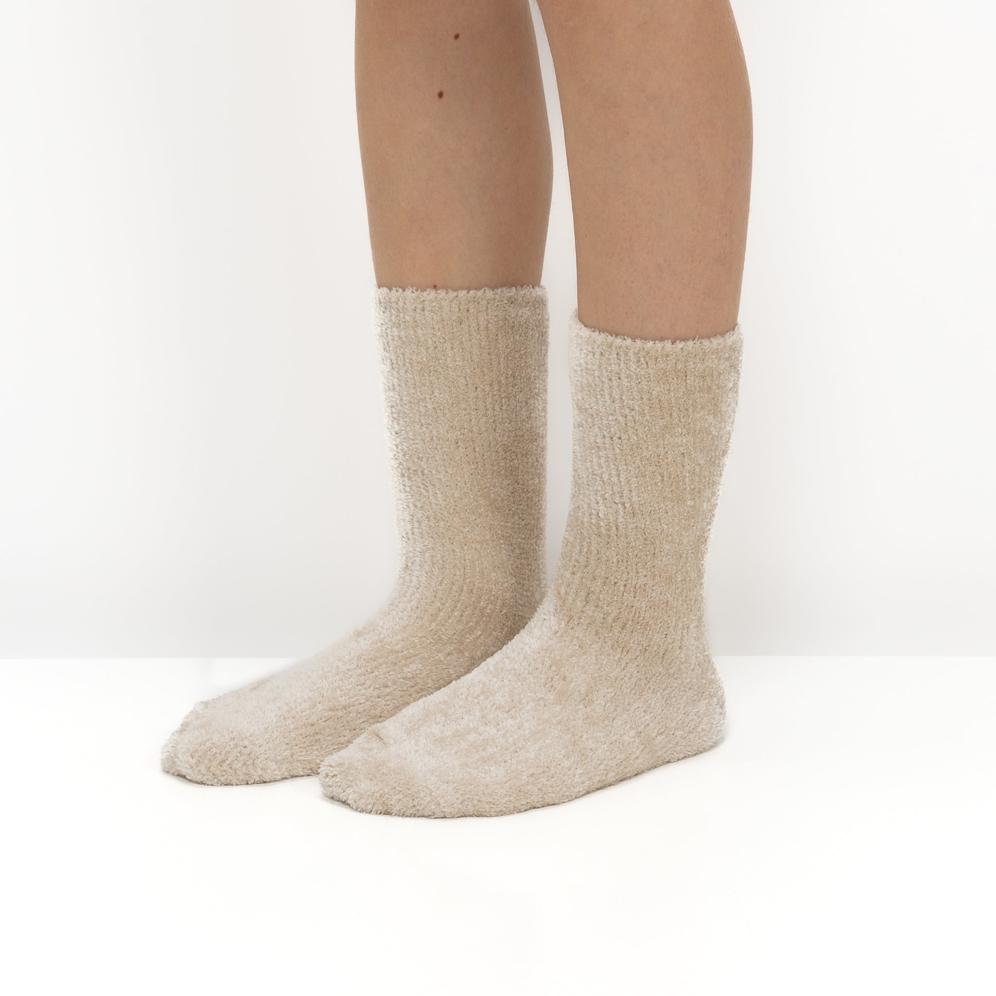 Pack 2 Pares Meias Antiderrapantes em Chenille - Multi Bege