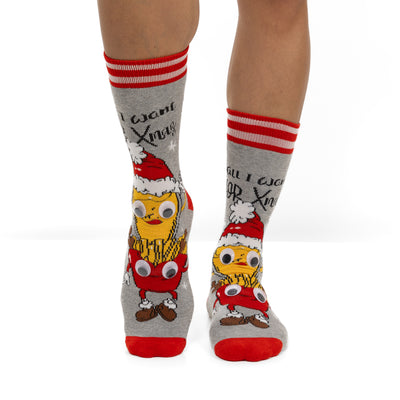 Meias de Natal Antiderrapantes para Homem com Olhos 3D