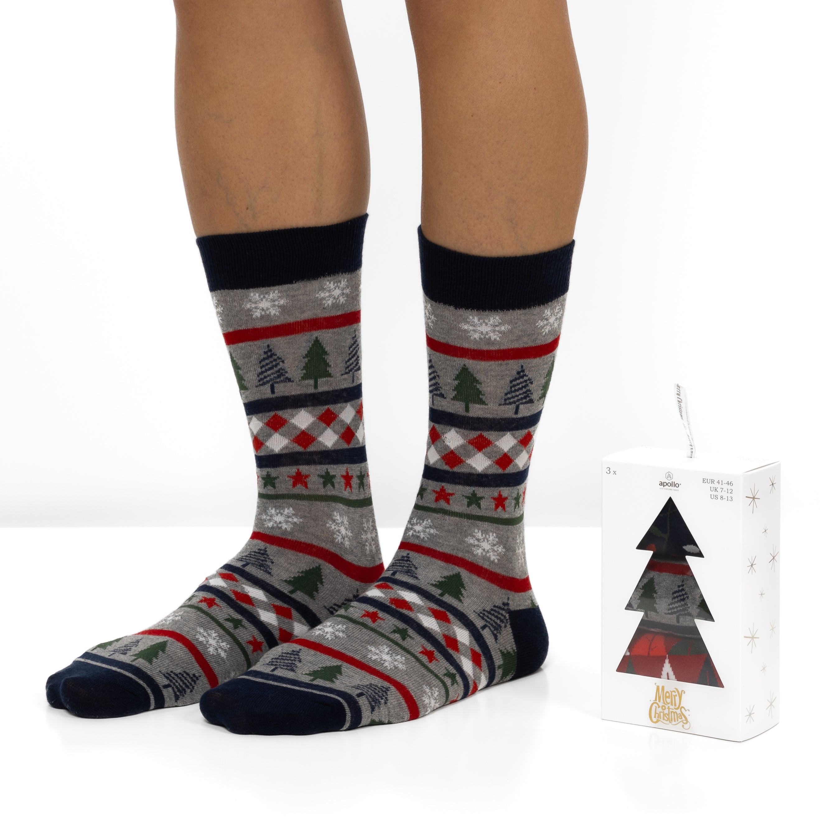 Caixa de Presente com 3 Pares de Meias Natal para Homem