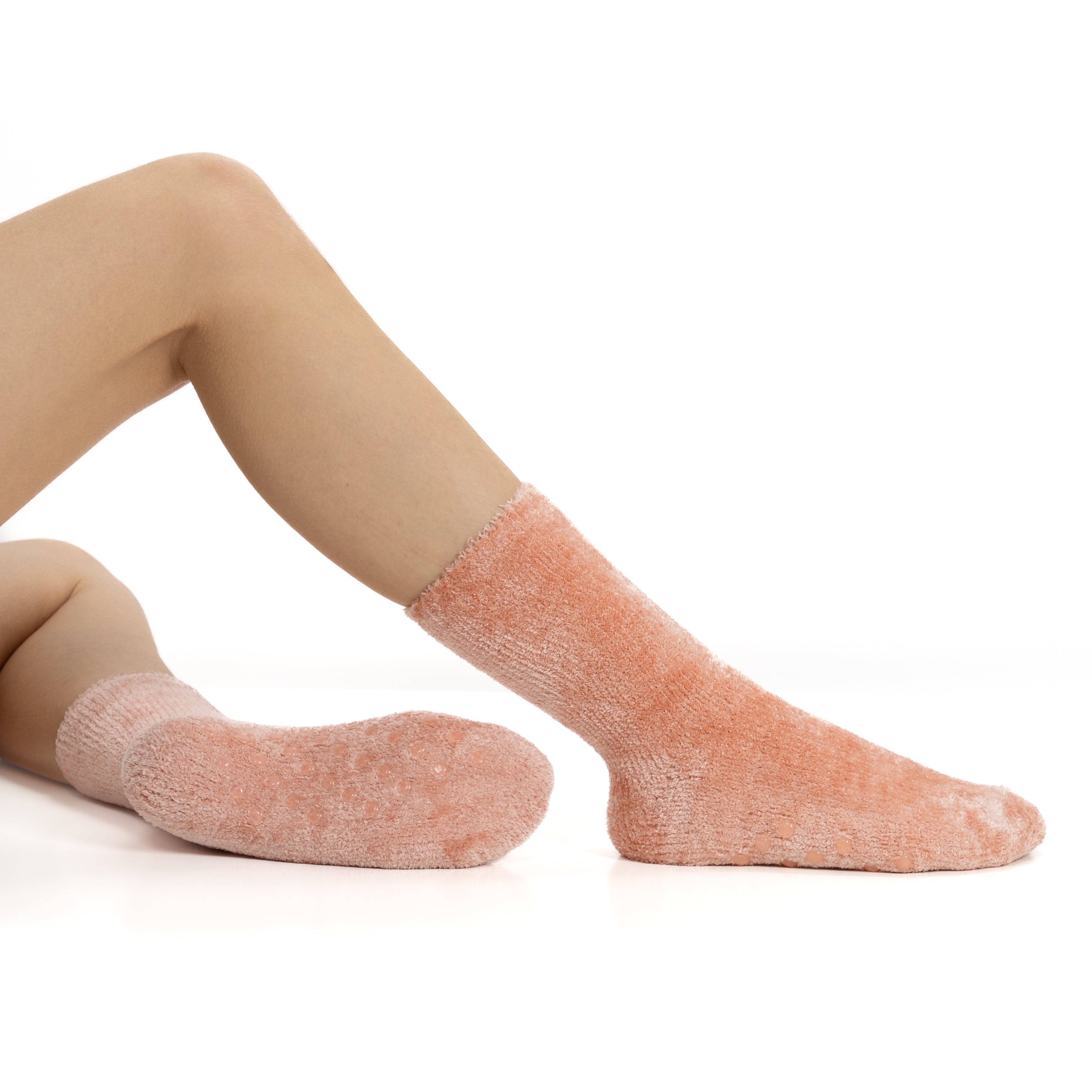 Pack 2 Pares Meias Antiderrapantes em Chenille - Multi Rosa