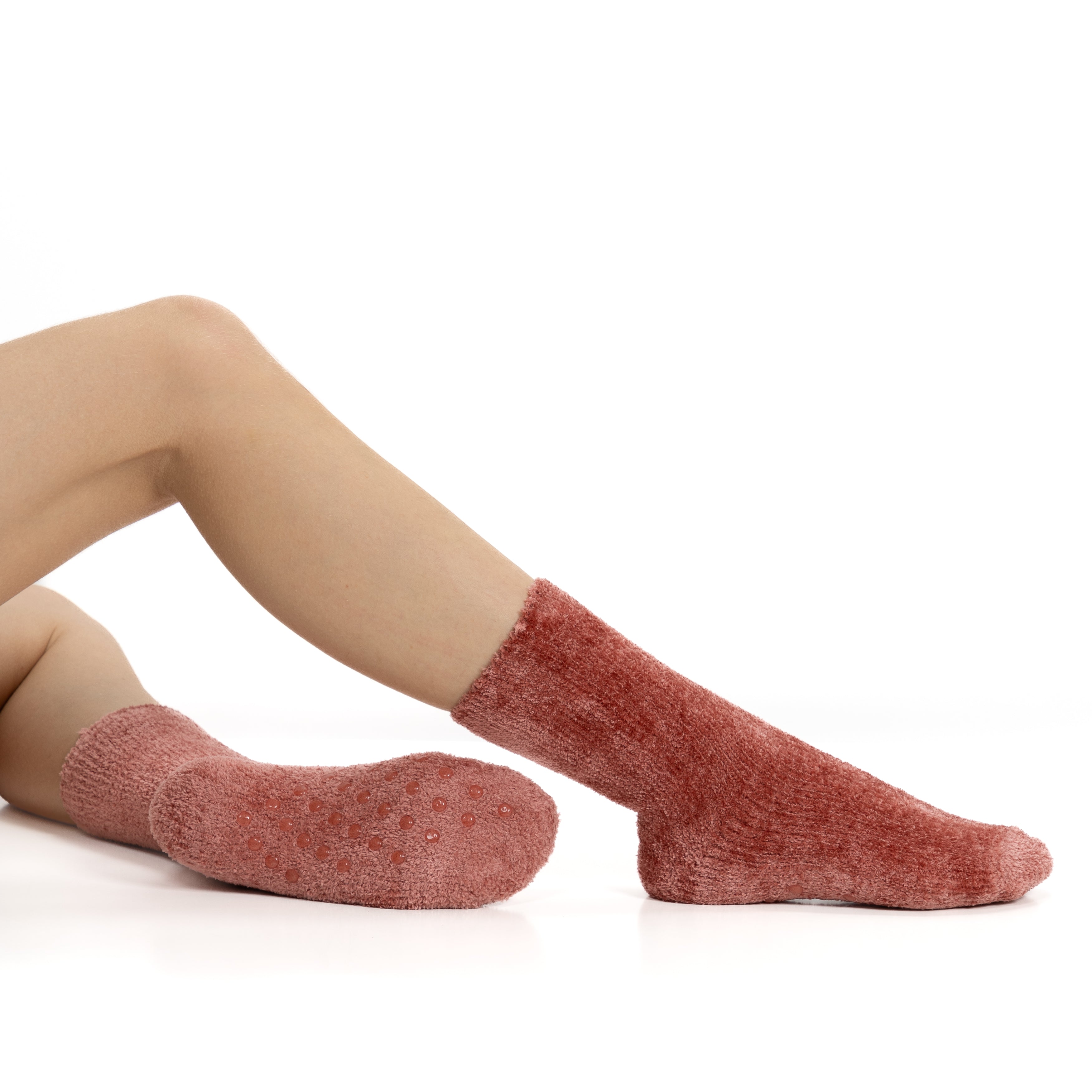 Pack 2 Pares Meias Antiderrapantes em Chenille - Multi Rosa