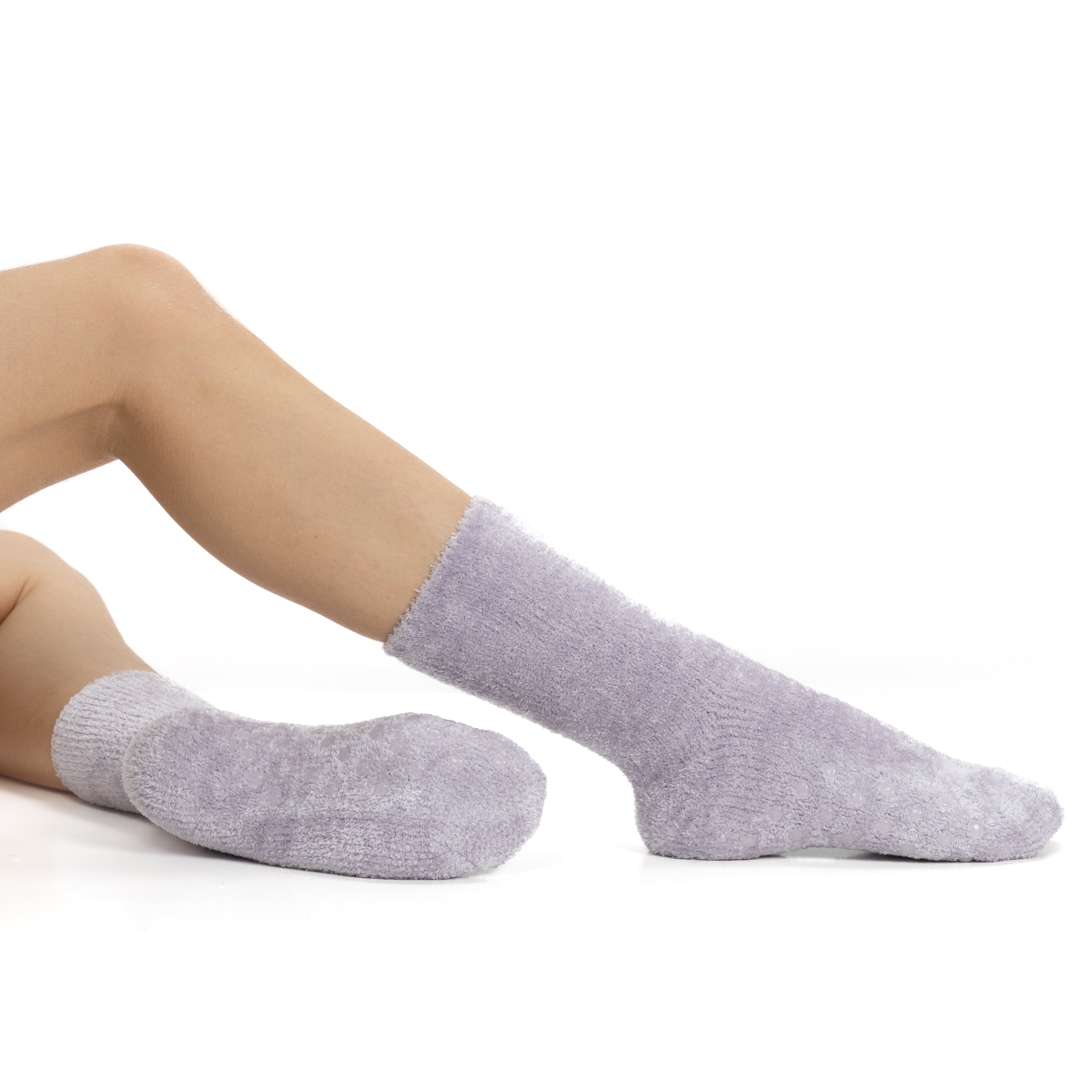 Pack 2 Pares Meias Antiderrapantes em Chenille - Multi Lilás