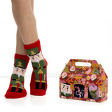 Caixa Presente com 3 Pares de Meias Antiderrapantes de Natal