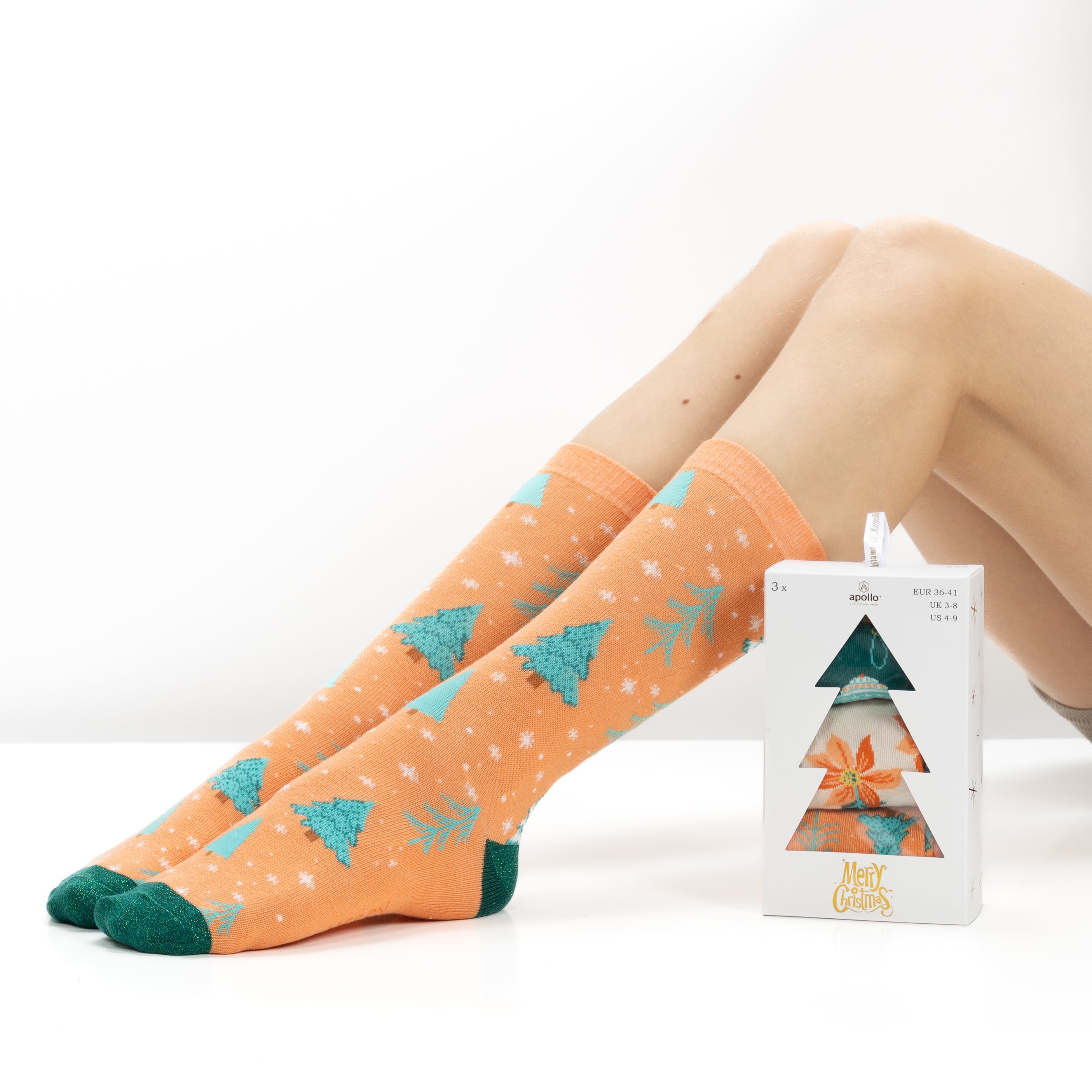 Caixa de Presente com 3 Pares de Meias Natal para Mulher