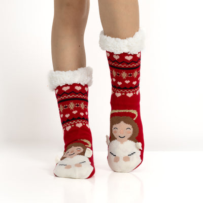 Meias Antiderrapantes e Quentinhas de Natal para Mulher - Anjinho