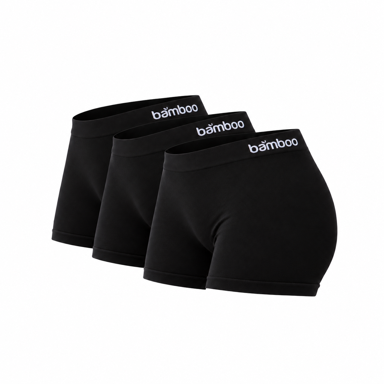 Boxers Mulher "Bamboo Skin" • Suaves e Sem Costuras • Pack 3 • Preto