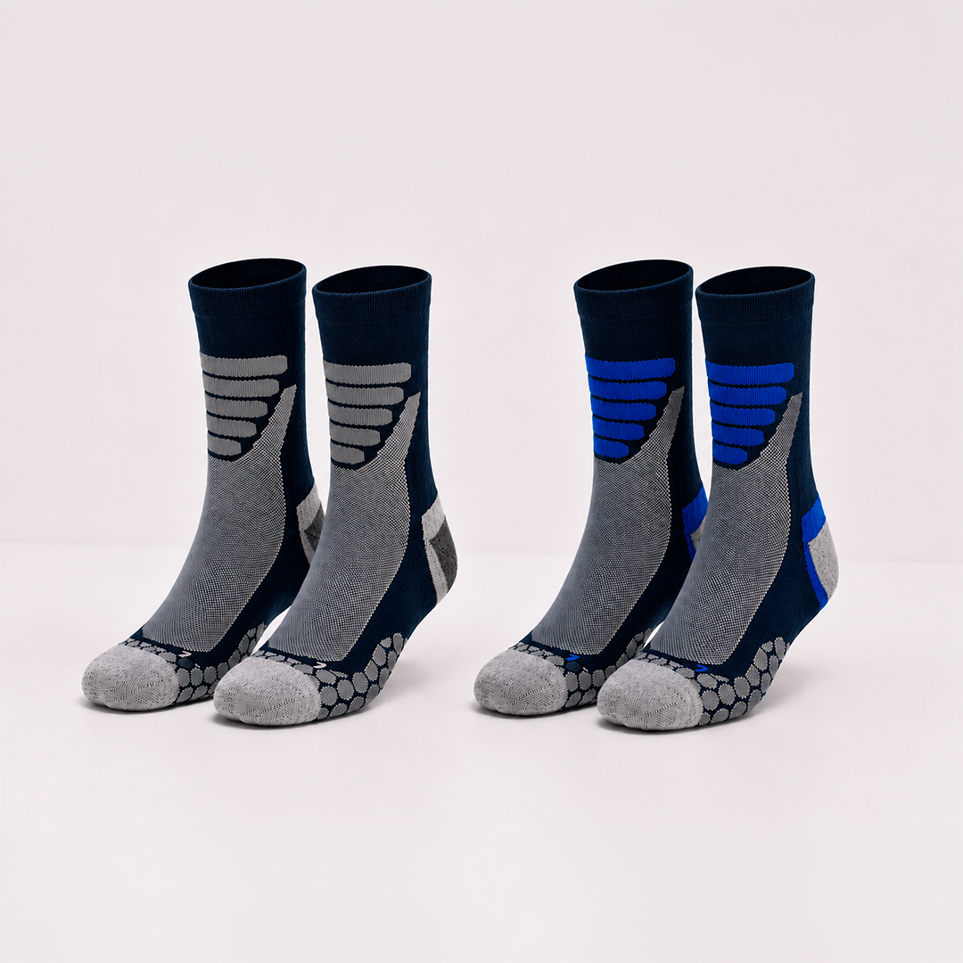 Meias Técnicas Caminhada “Coolmax®” ● Proteção ● Pack 2 Pares ● Multi Azul