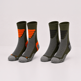 Meias Técnicas Caminhada “Coolmax®” ● Proteção ● Pack 2 Pares ● Multi Verde