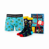 Caixa Presente de Natal para Homem • Boxer + Meias • Happy Holidays