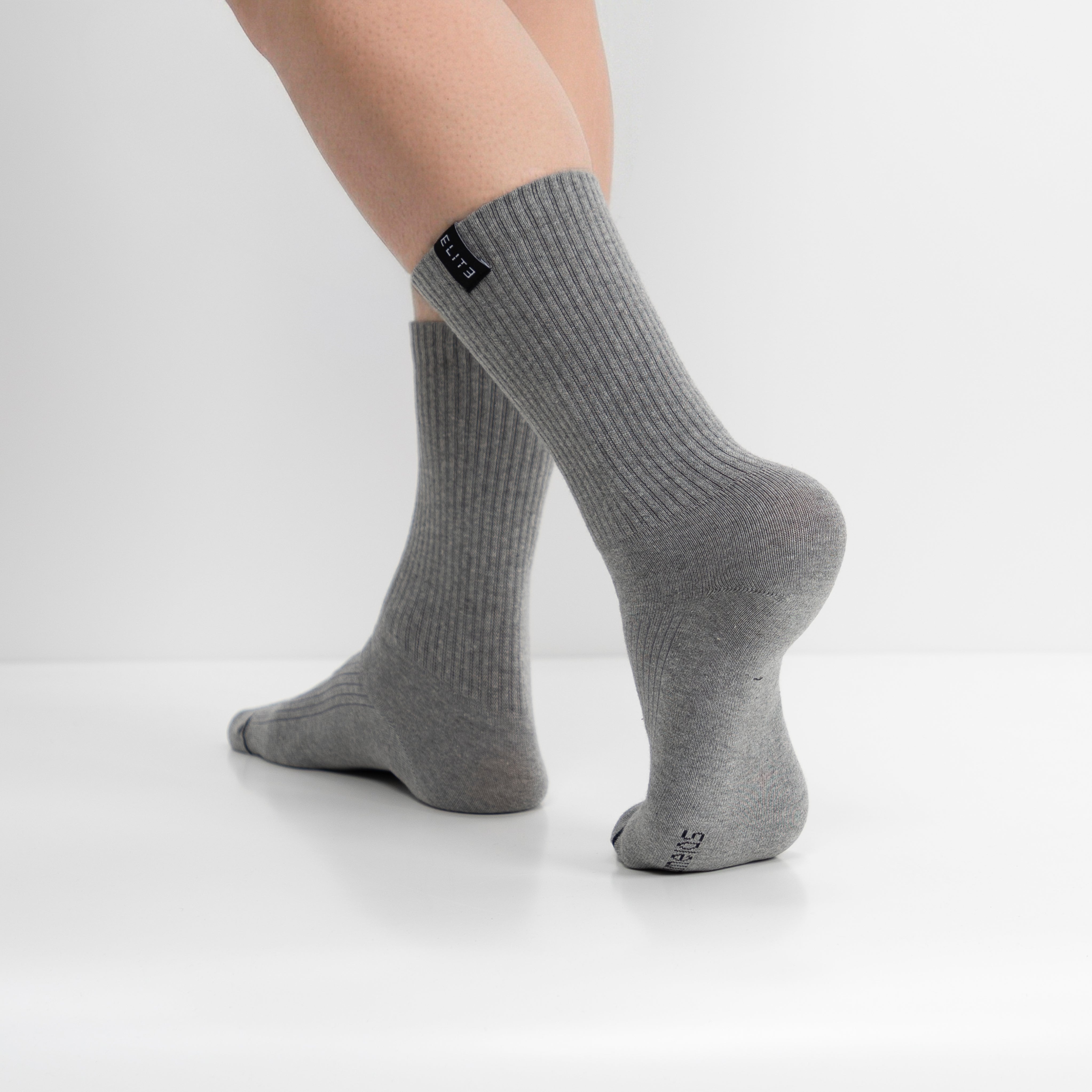 Meias “Elite Crew” • Conforto e Resistência • Algodão Superior • Pack 2 Pares • Cinza
