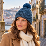 Gorro Térmico Heatkeeper TOG 1,8 com Pompom e Forro Polar • Azul Denim