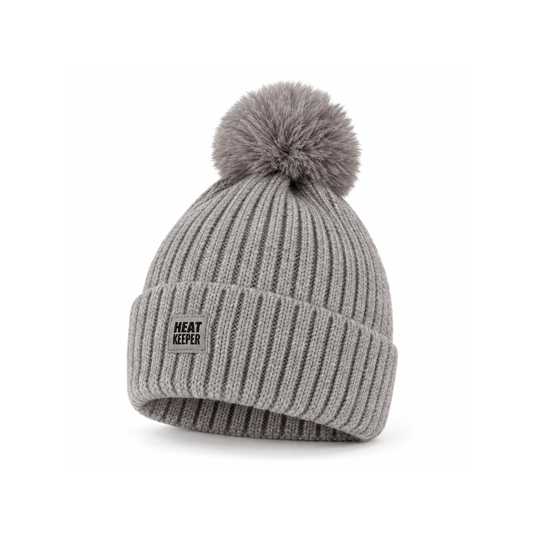 Gorro Térmico Heatkeeper TOG 1,8 com Pompom e Forro Polar • Cinza