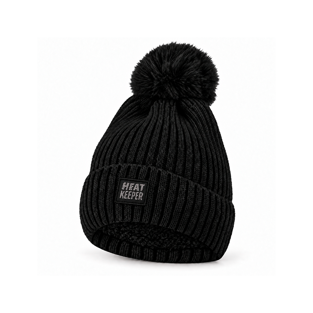 Gorro Térmico Heatkeeper TOG 1,8 com Pompom e Forro Polar • Preto