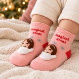 Meias de Natal para Bebé em Algodão com Antiderrapante • Magical Xmas Rosa