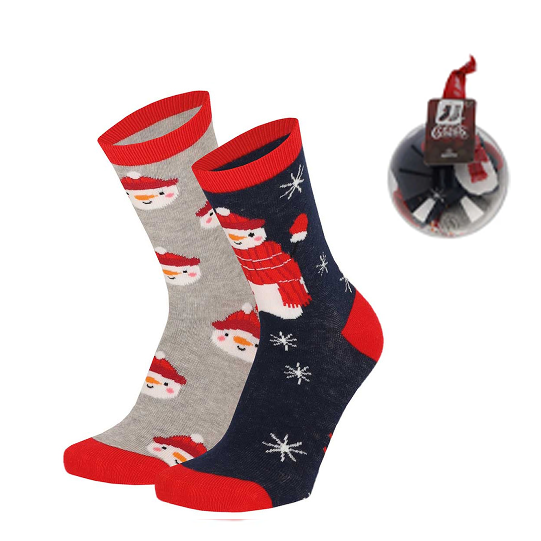 Bola de Natal com 2 Pares de Meias para Criança - Boneco de Neve