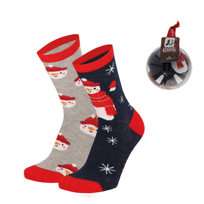 Bola de Natal com 2 Pares de Meias para Criança - Boneco de Neve