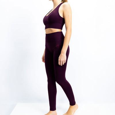 Pack Leggings + Top de Desporto Tecido Técnico Bordeaux