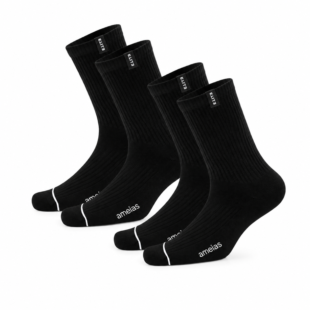 Meias “Elite Crew” • Conforto e Resistência • Algodão Superior • Pack 2 Pares • Preto
