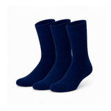 Meias de Bambu Caneladas "Classic Rib" • Pack 3 Pares • Marinho